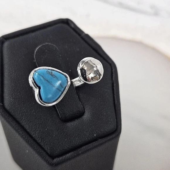 Blue River Heart Adjustable Fashion Ring A57 - Picture 5 of 6